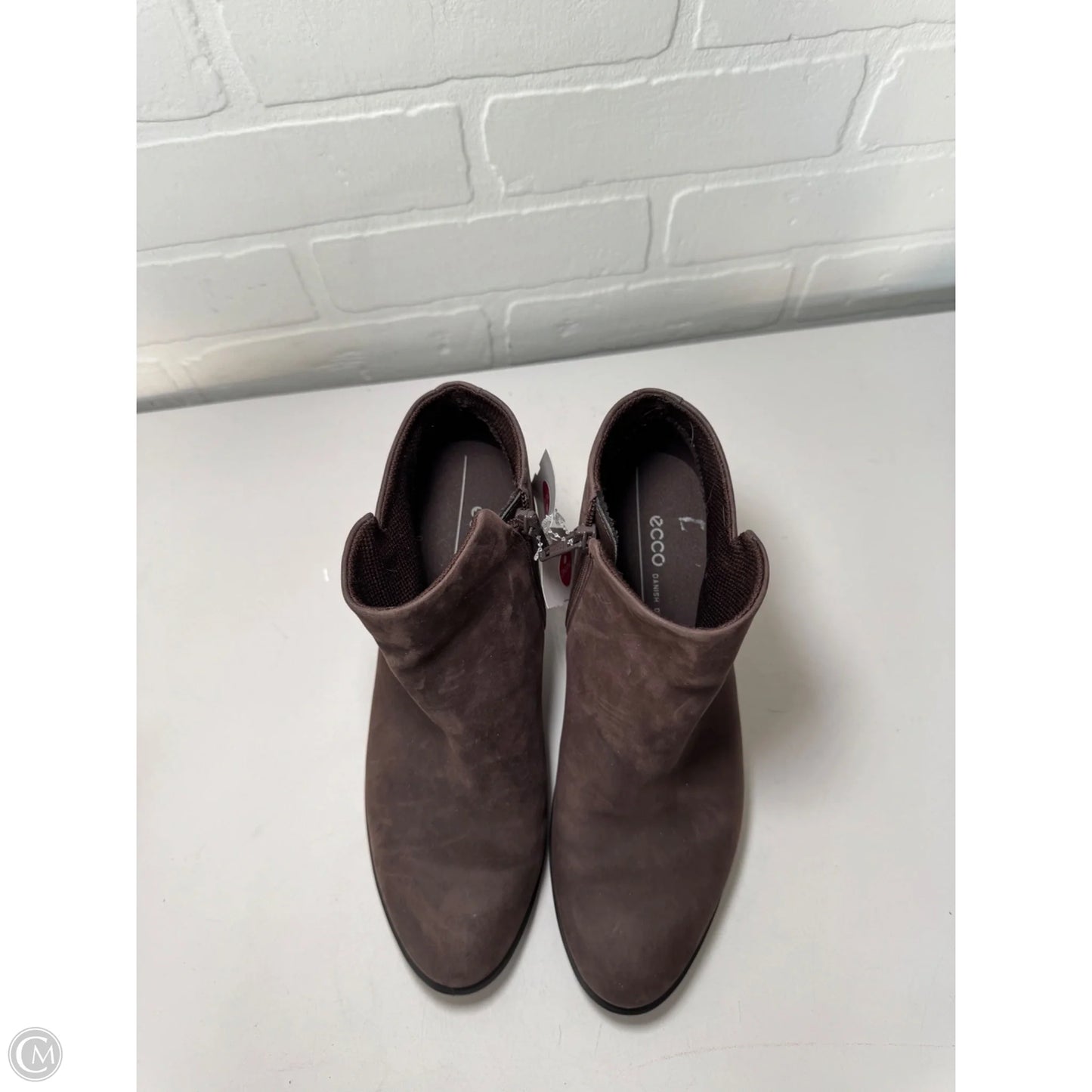 Boots Ankle Heels By Ecco In Brown, Size: 8