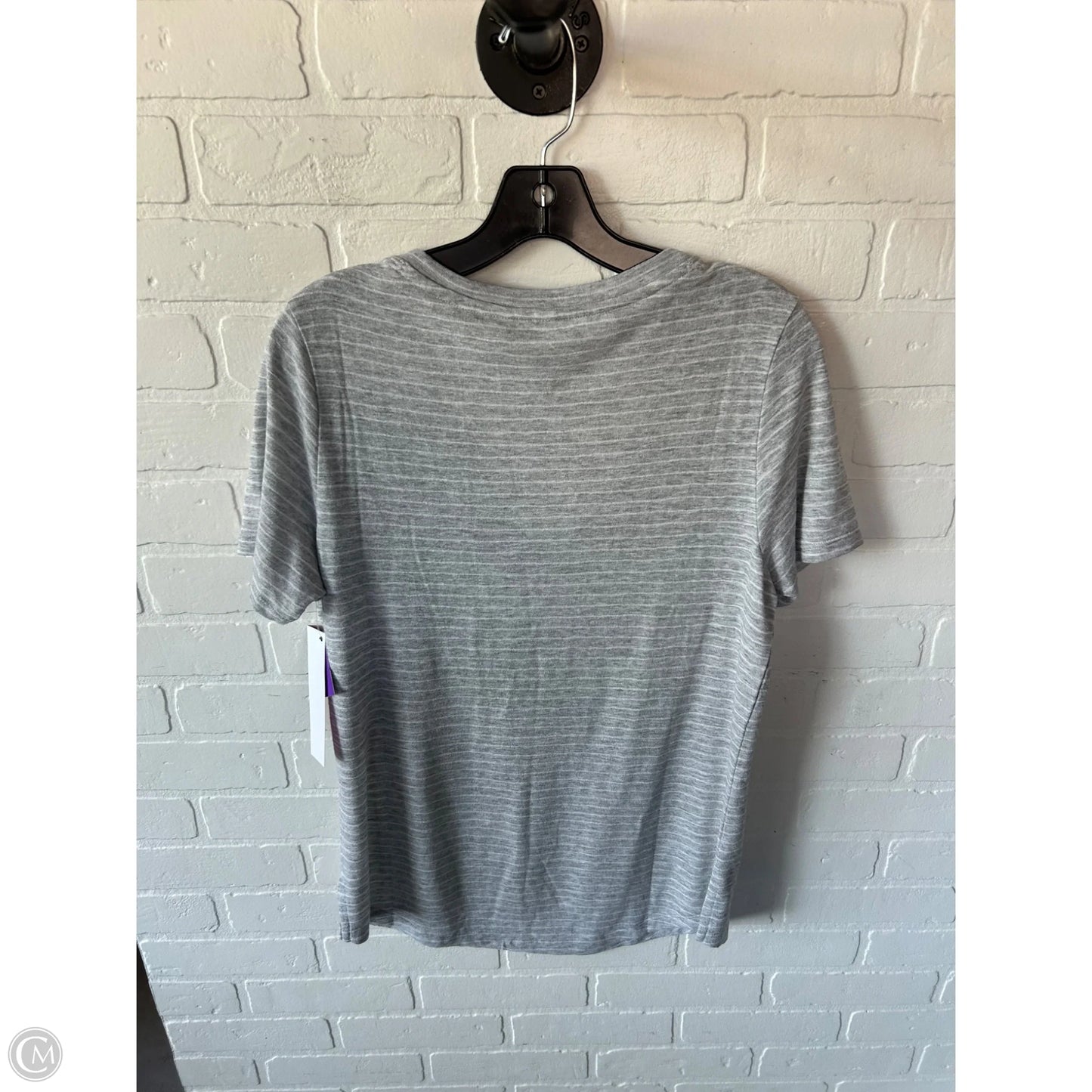 Athletic Top Short Sleeve By Athleta In Grey & White, Size: M