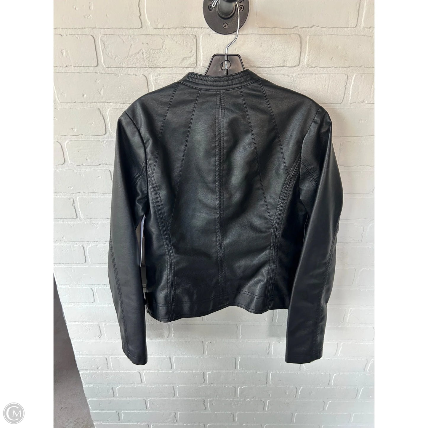 Jacket Moto By Clothes Mentor In Black, Size: L