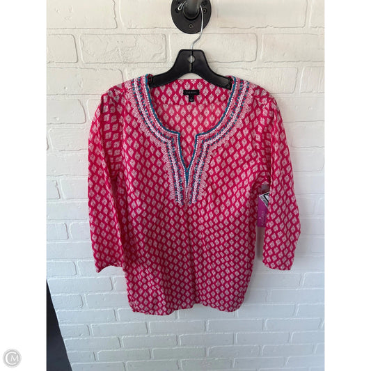 Top 3/4 Sleeve By Talbots In Pink & White, Size: S