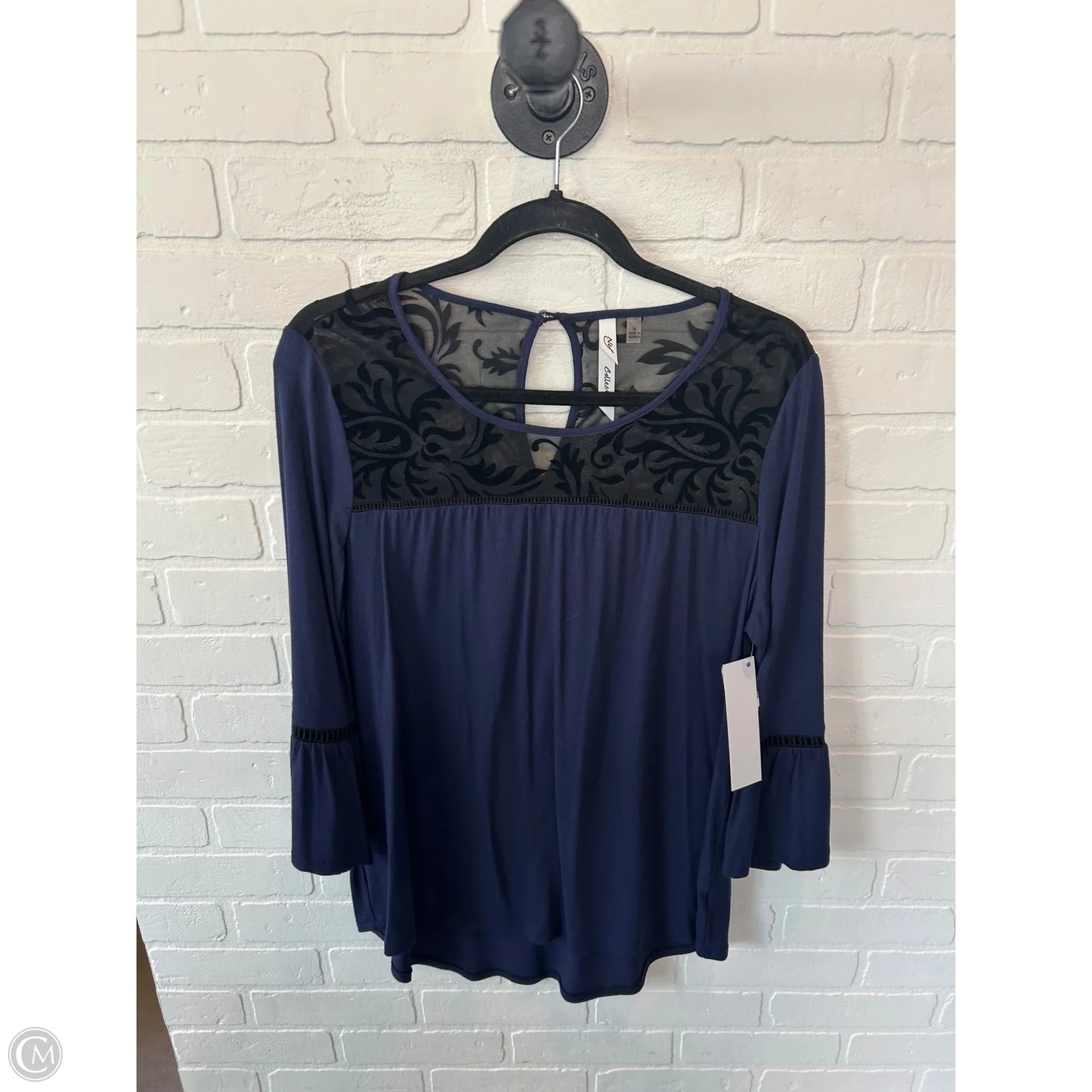 Top 3/4 Sleeve By Ny Collection In Black & Blue, Size: M
