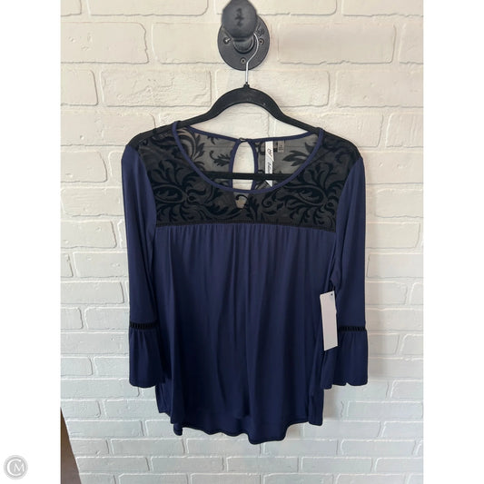Top 3/4 Sleeve By Ny Collection In Black & Blue, Size: M