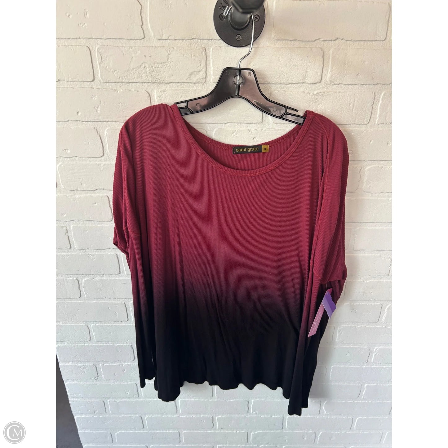Top Long Sleeve By Cmc In Brown & Red, Size: M