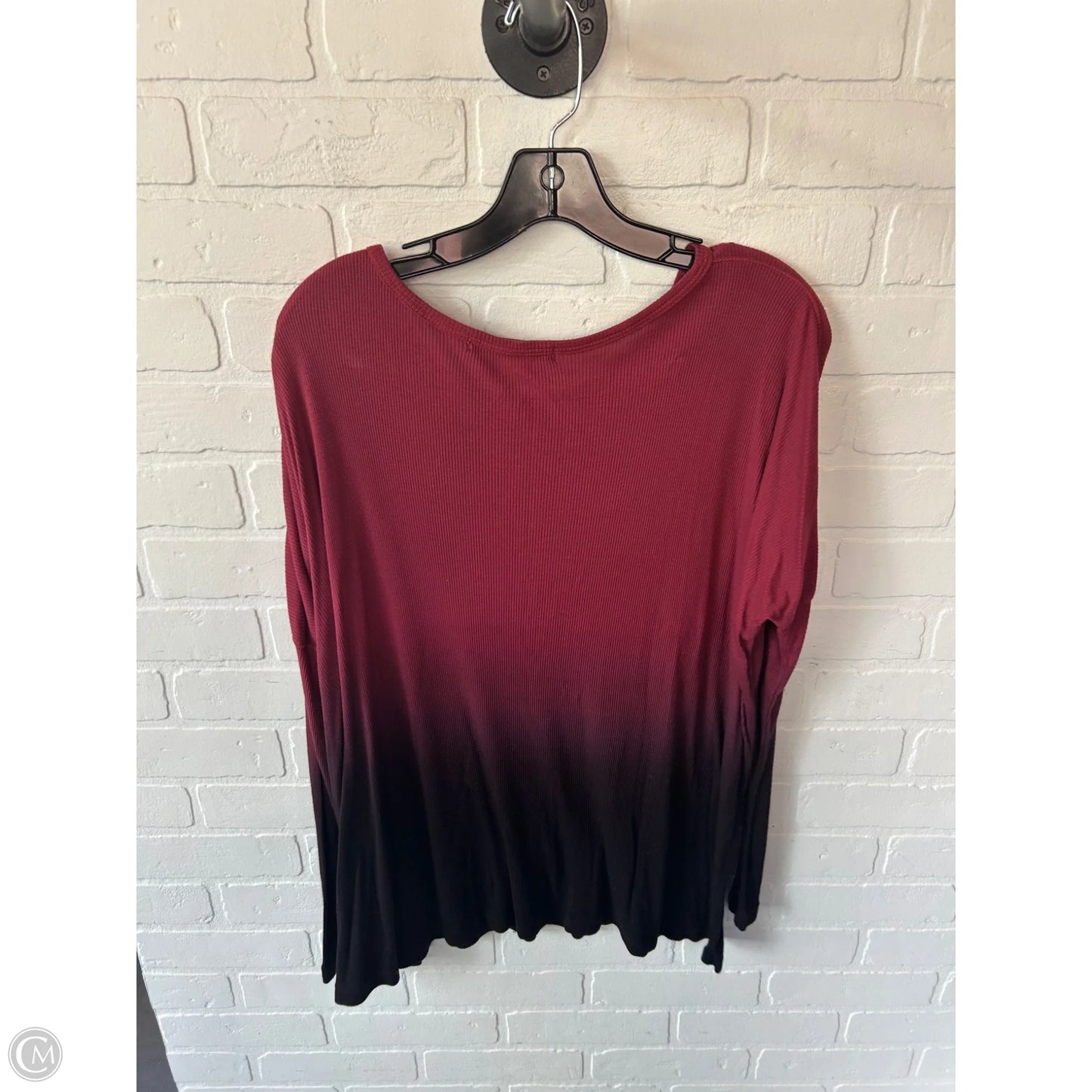 Top Long Sleeve By Cmc In Brown & Red, Size: M