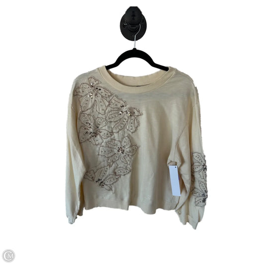 Top 3/4 Sleeve By Anthropologie In Cream, Size: Xl