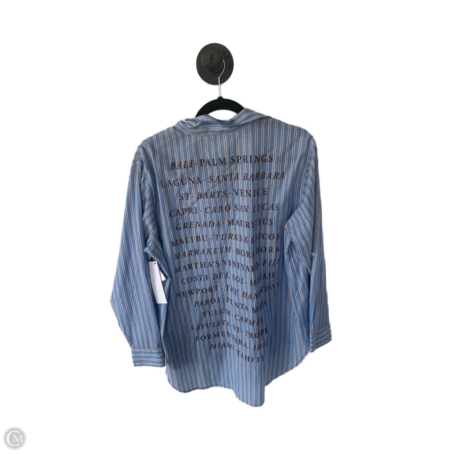 Top Long Sleeve By Sundry In Blue & White, Size: M