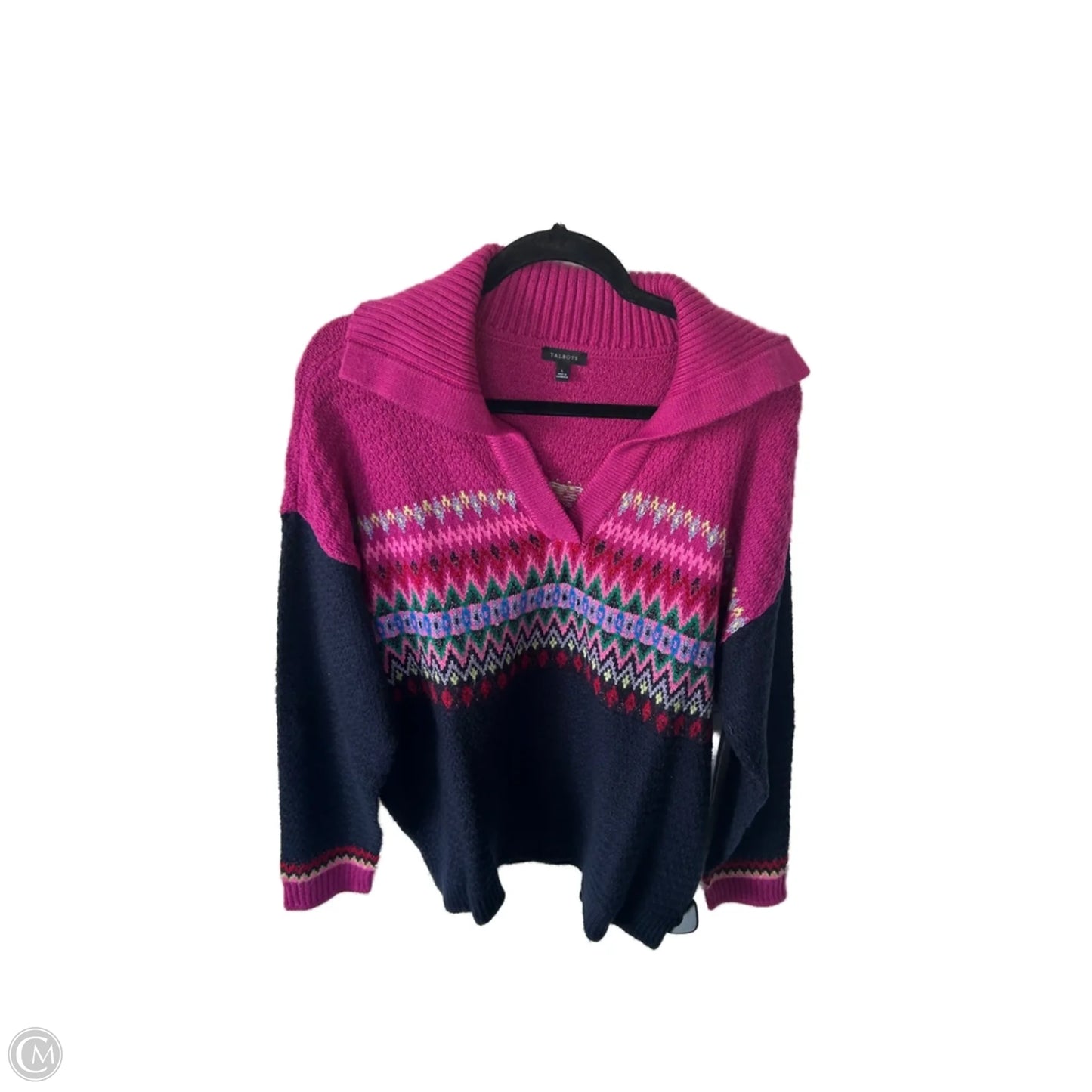 Sweater By Talbots In Blue & Pink, Size: L