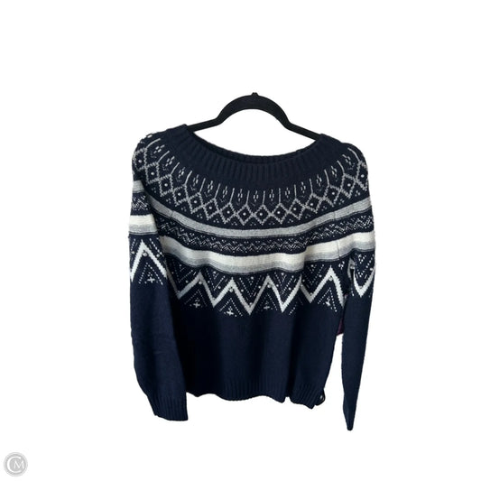 Sweater By Talbots In Blue & White, Size: L