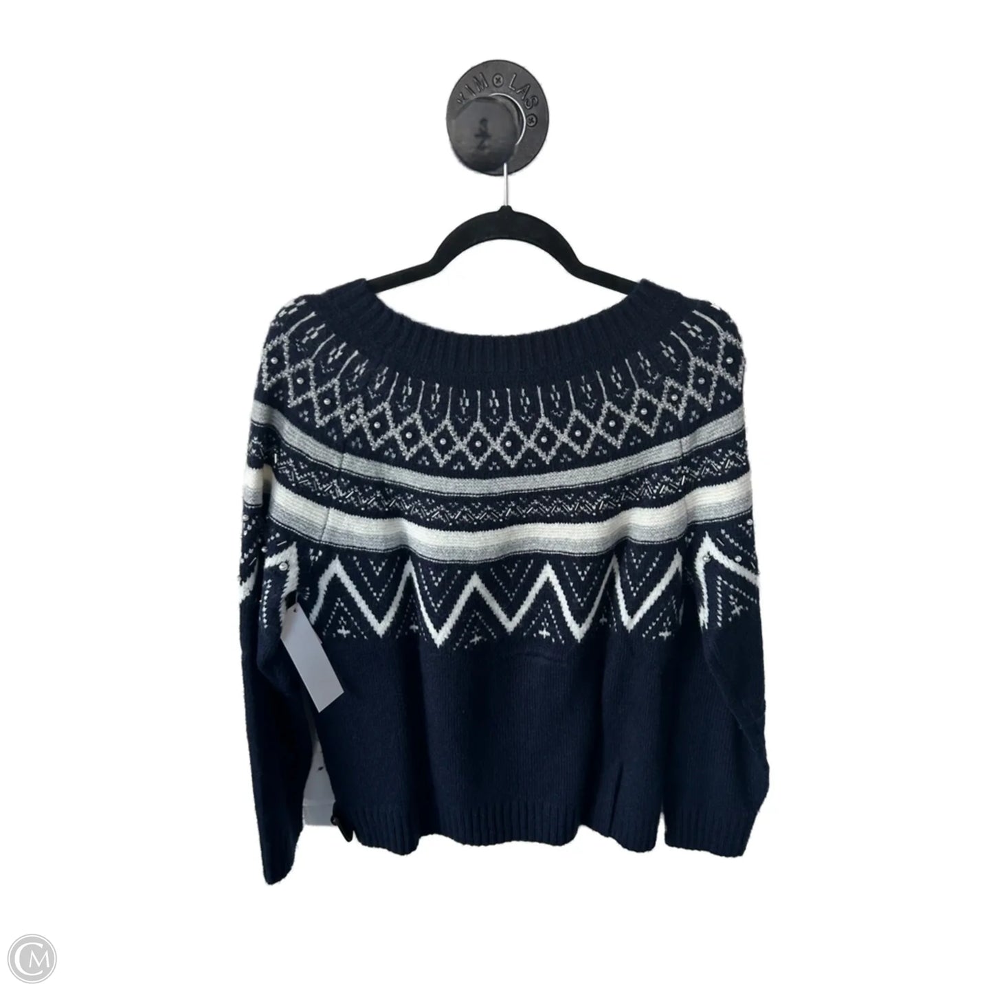 Sweater By Talbots In Blue & White, Size: L