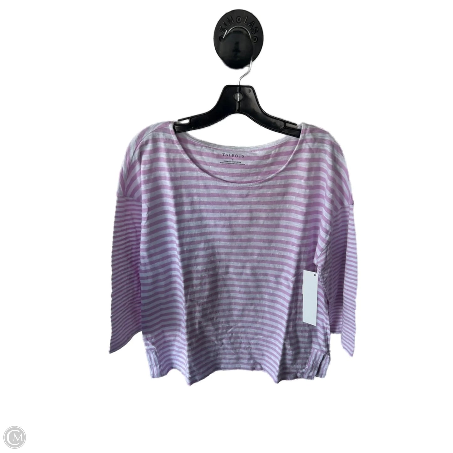 Top 3/4 Sleeve By Talbots In Purple & White, Size: L