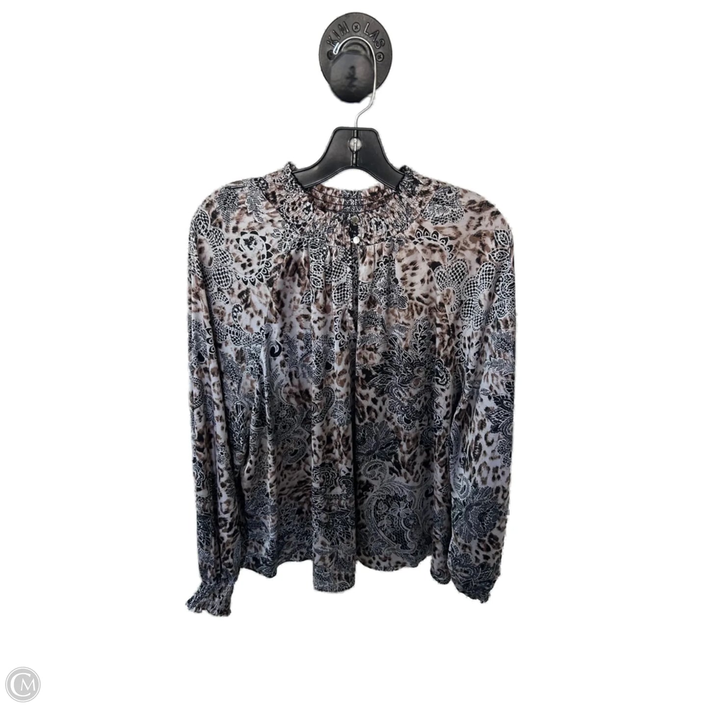 Top Long Sleeve By Studio In Black & Brown, Size: Xl