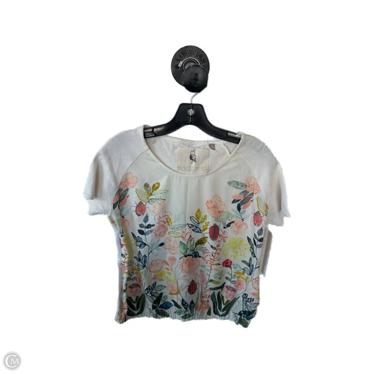 Top Short Sleeve By Cmc In Cream & Orange, Size: S