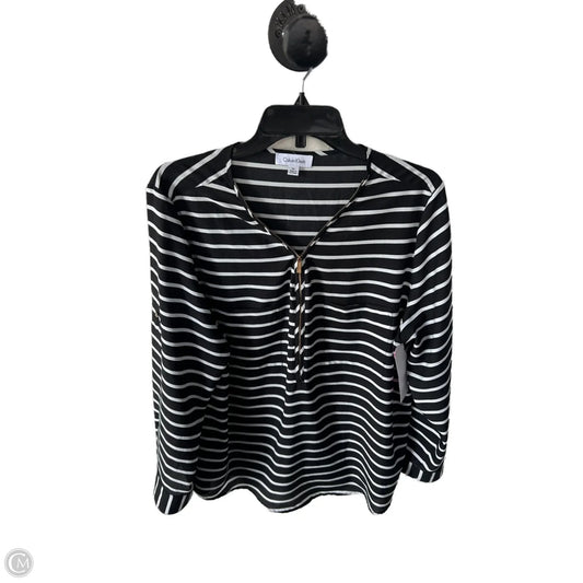 Top Long Sleeve By Calvin Klein In Black & White, Size: Xl