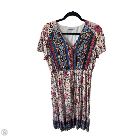 Dress Casual Midi By Cme In Cream & Red, Size: Xl