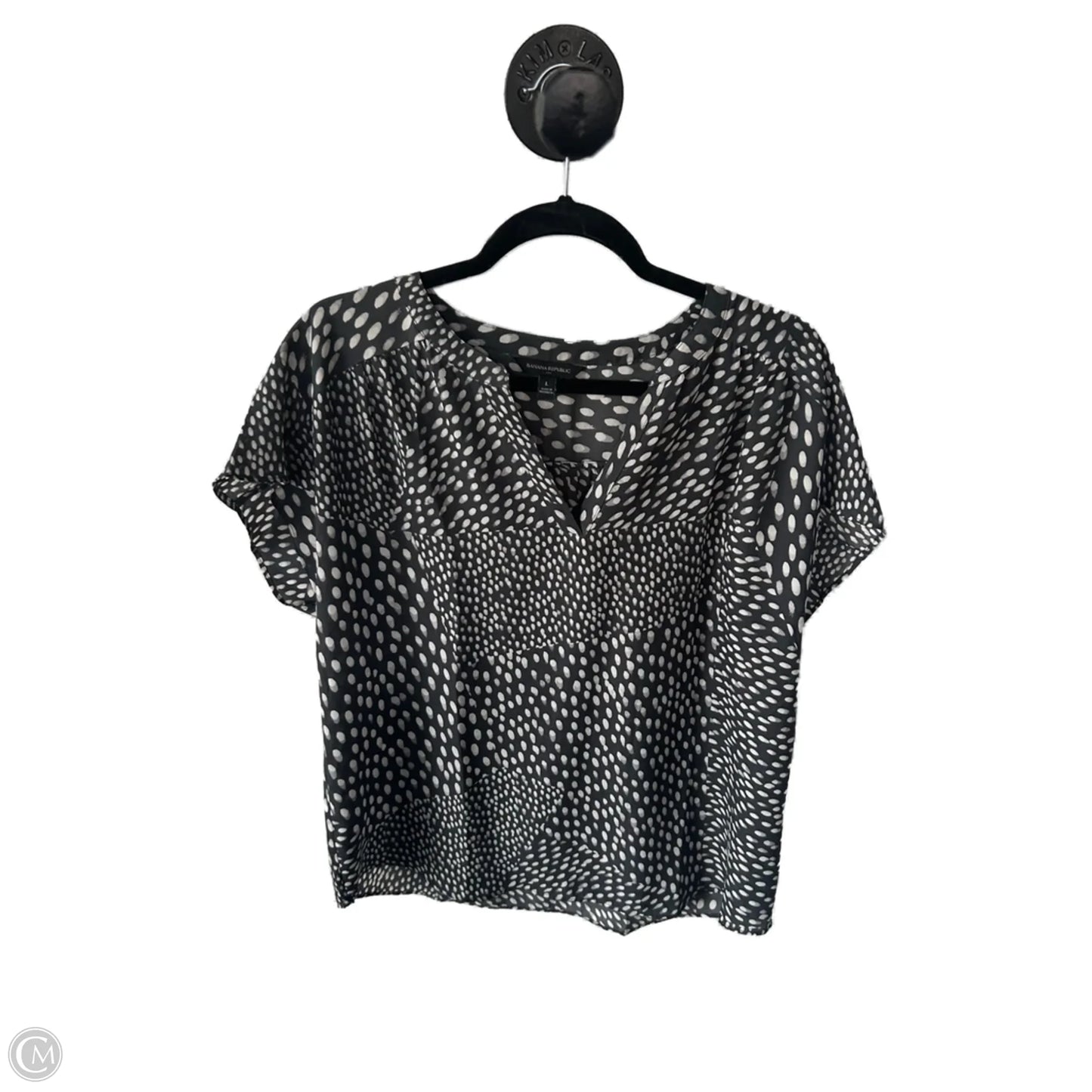 Top Short Sleeve By Banana Republic In Cream & Grey, Size: L