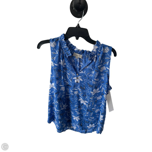Top Sleeveless By Loft In Blue & White, Size: M