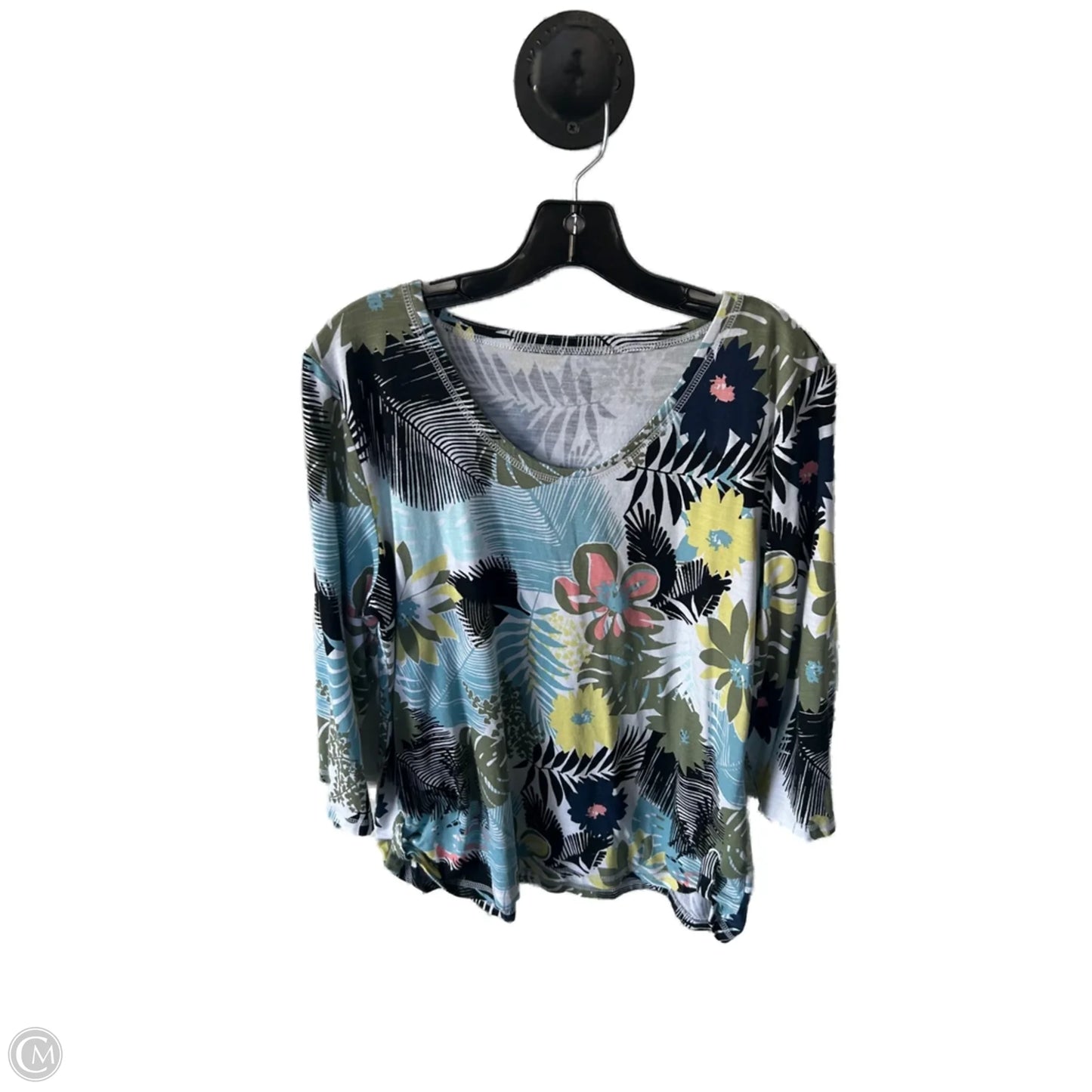 Top 3/4 Sleeve Basic By Talbots In Blue & White, Size: Xlp