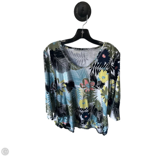 Top 3/4 Sleeve Basic By Talbots In Blue & White, Size: Xlp