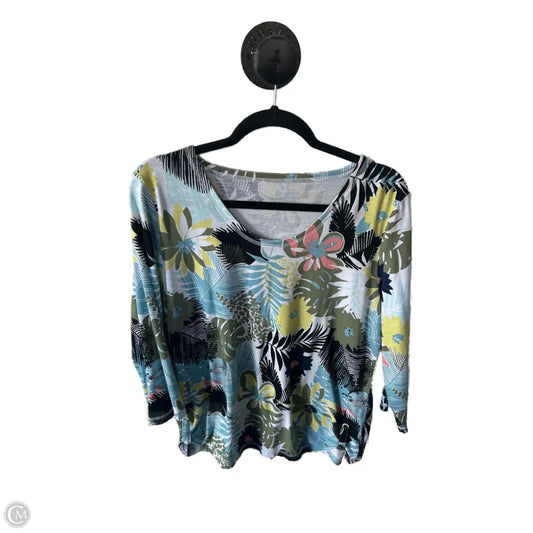 Top 3/4 Sleeve Basic By Talbots In Blue & White, Size: Xlp