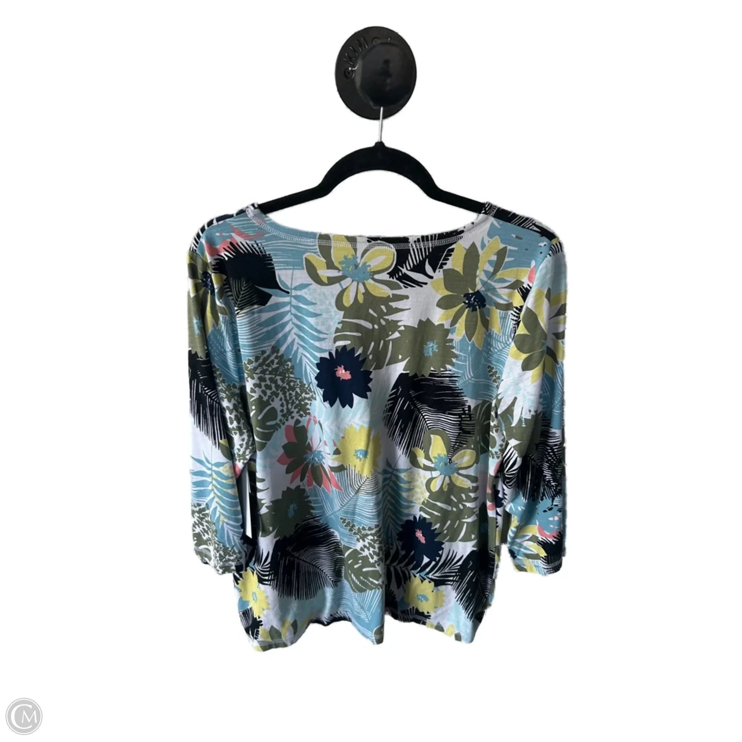 Top 3/4 Sleeve Basic By Talbots In Blue & White, Size: Xlp