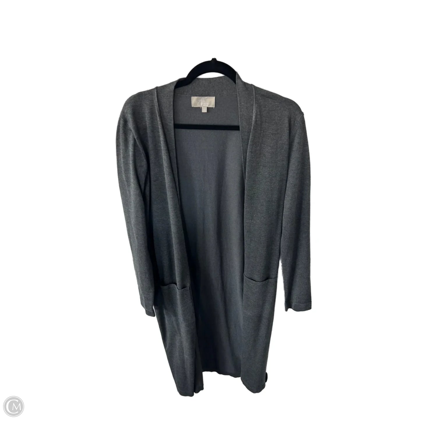 Sweater Cardigan By Joan Vass In Grey, Size: L