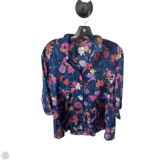 Top Long Sleeve By Nic + Zoe In Blue, Size: S