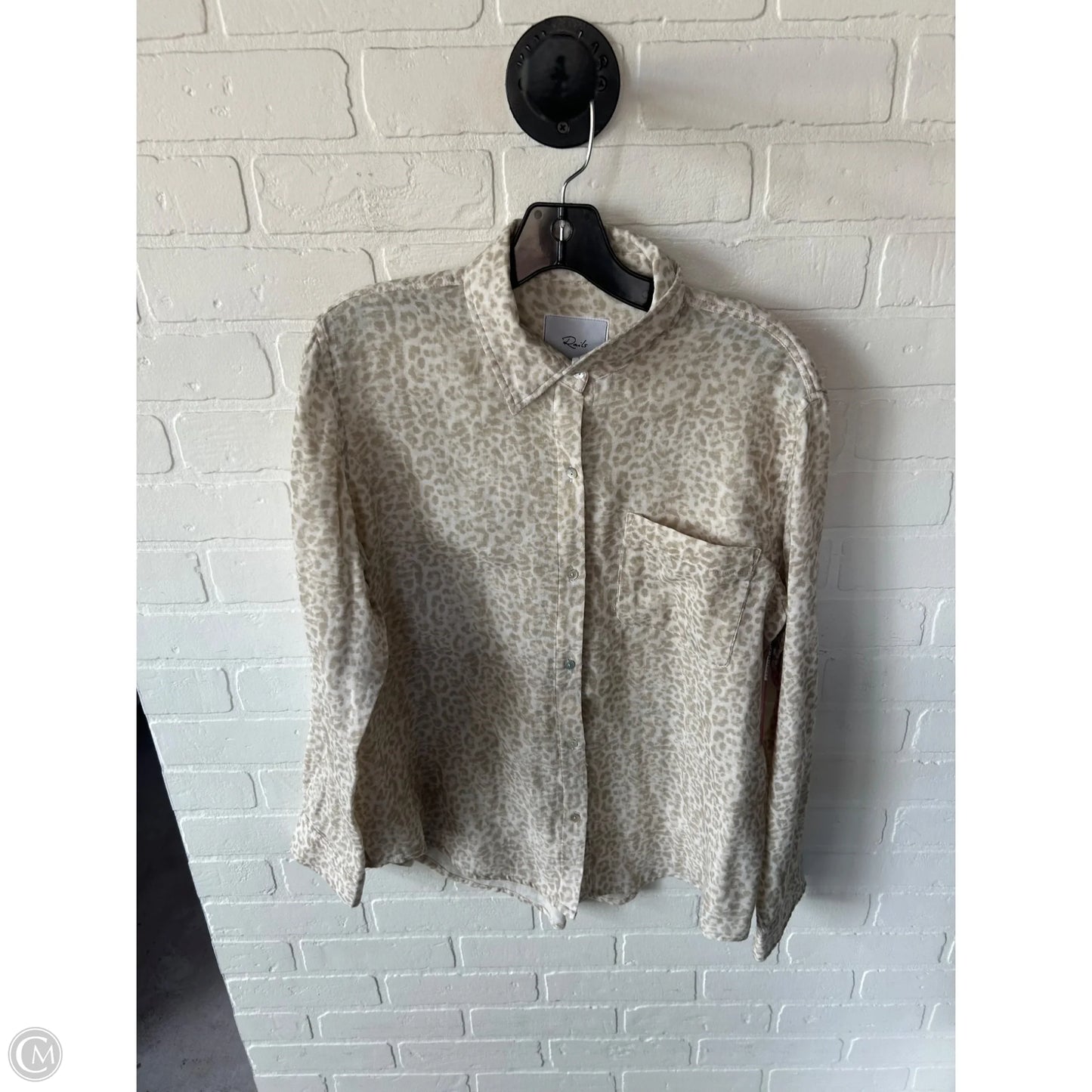 Top Long Sleeve By Rails In Brown & Cream, Size: M