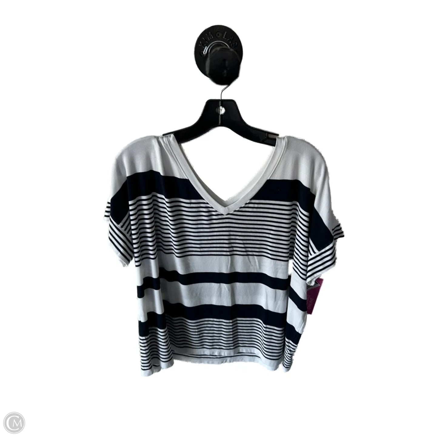 Top Short Sleeve By Cabi In Blue & White, Size: S
