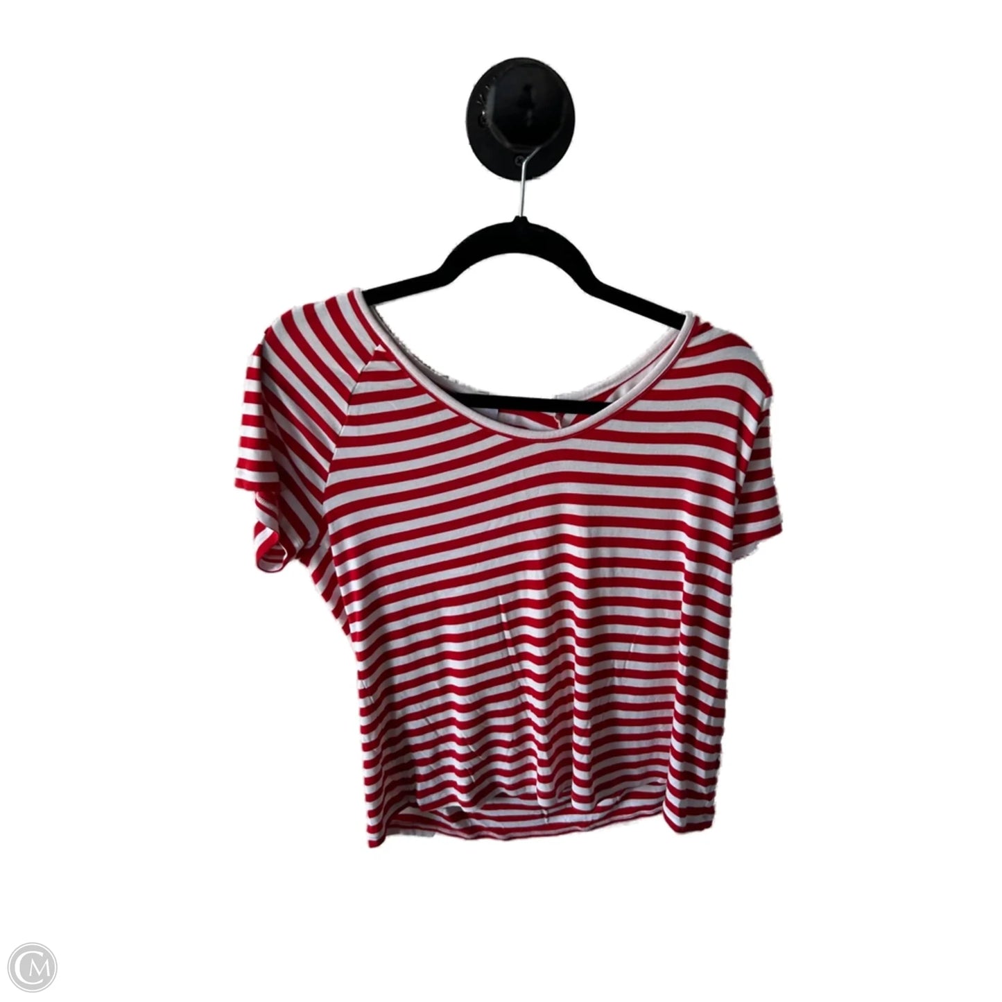 Top Short Sleeve Basic By Cabi In Red & White, Size: M