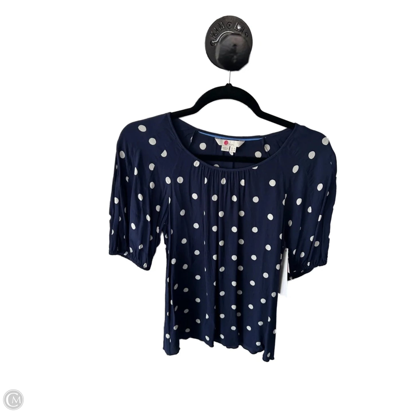 Top Short Sleeve By Boden In Blue & White, Size: S