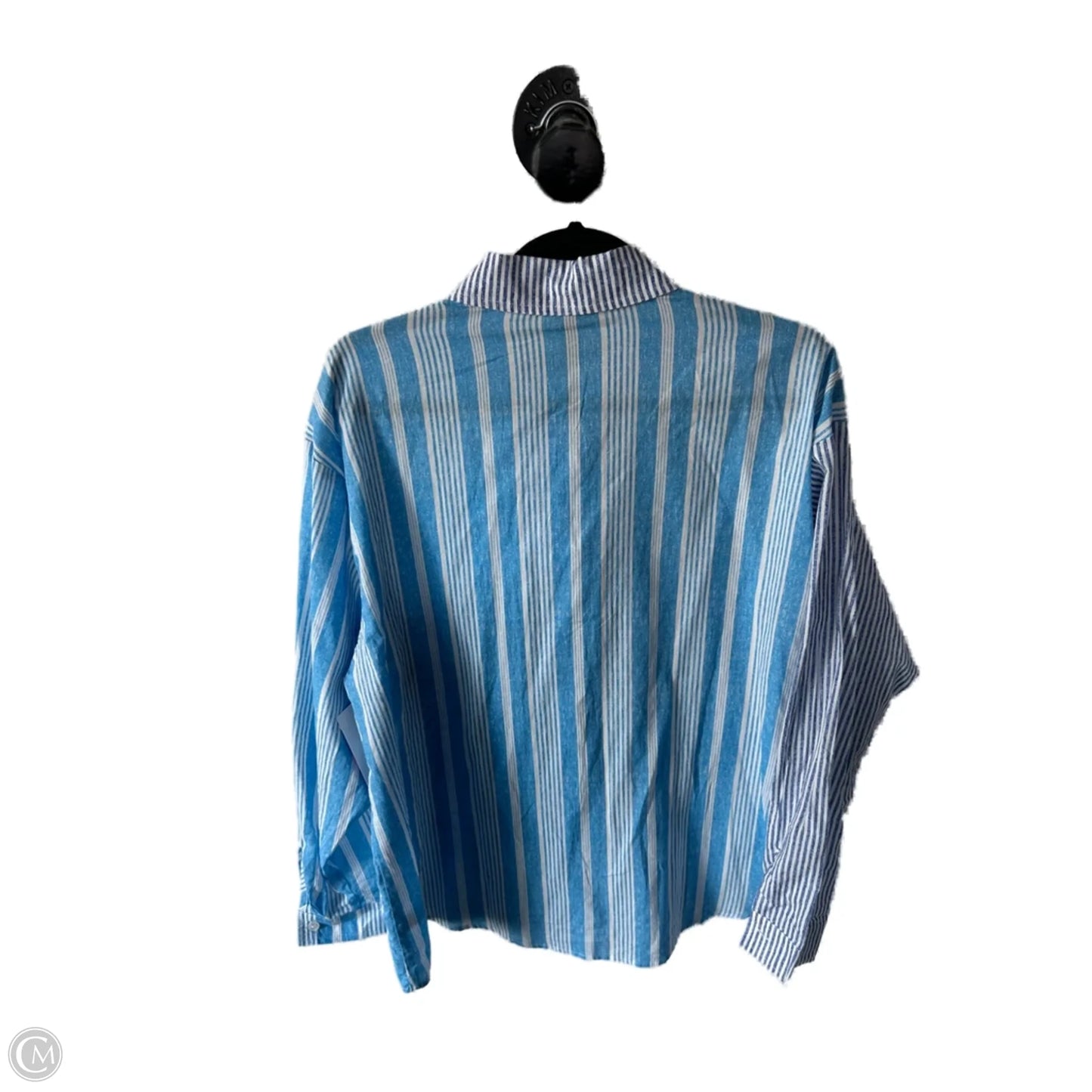 Top Long Sleeve By Wild Fable In Blue & White, Size: L