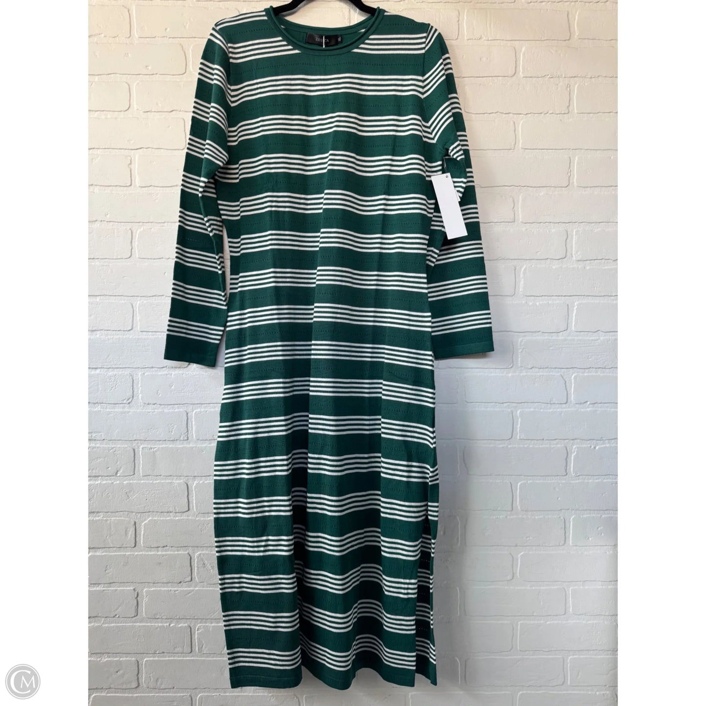 Dress Sweater By Zesica In Green & White, Size: Xl