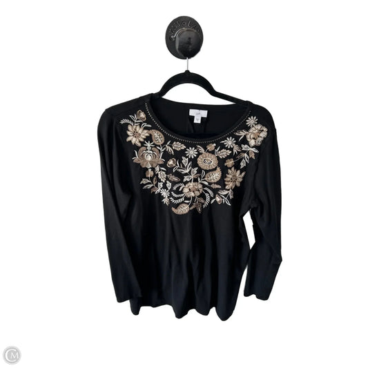 Top Long Sleeve By J. Jill In Black & Tan, Size: M