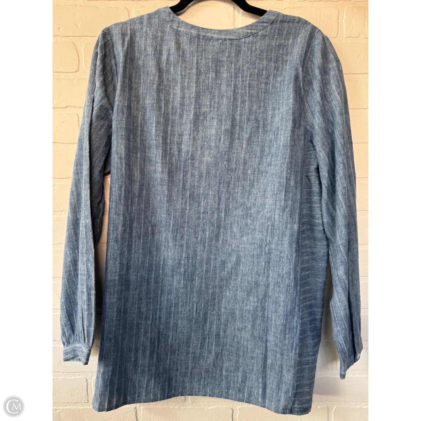 Top Long Sleeve By Pure Jill In Blue & Tan, Size: M