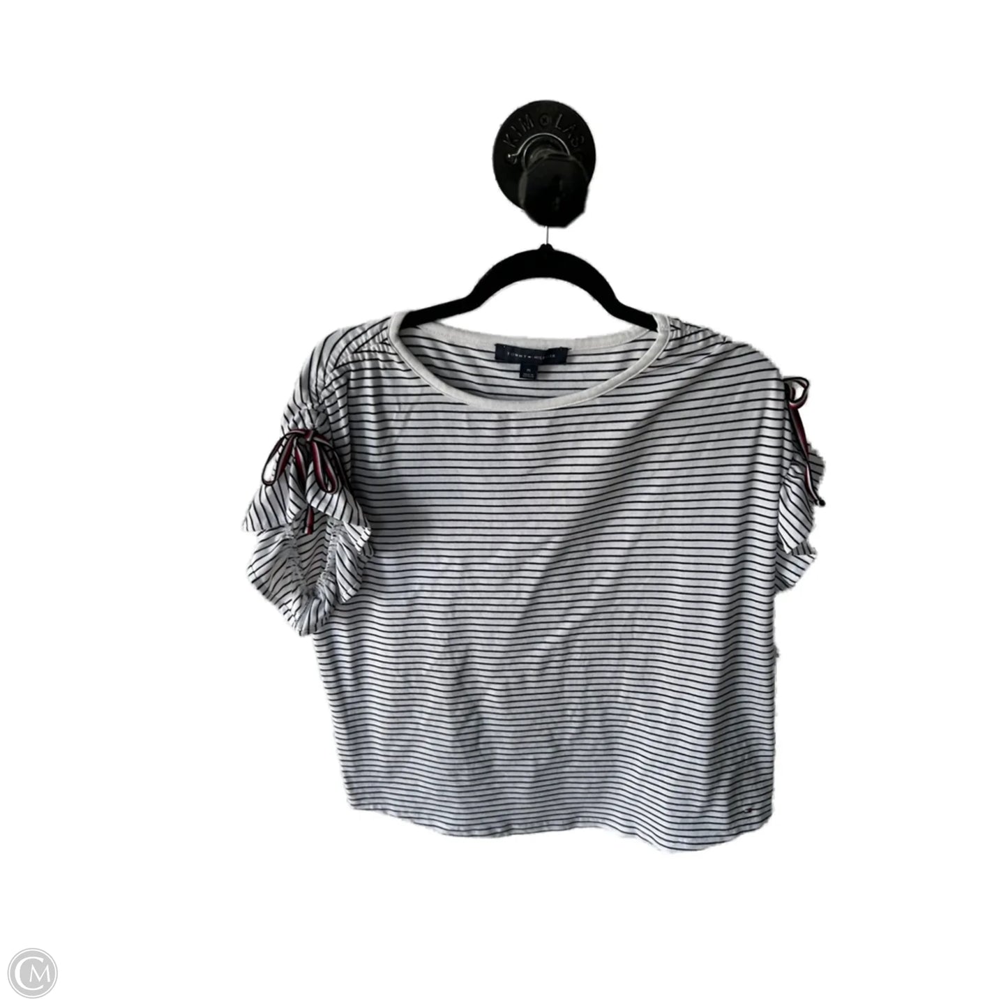 Top Short Sleeve By Tommy Hilfiger In Blue & White, Size: M