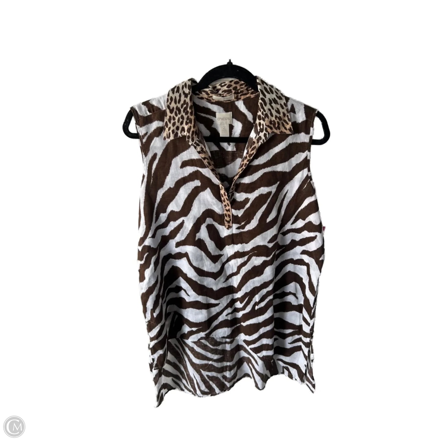 Tunic Sleeveless By Chicos In Brown & White, Size: L