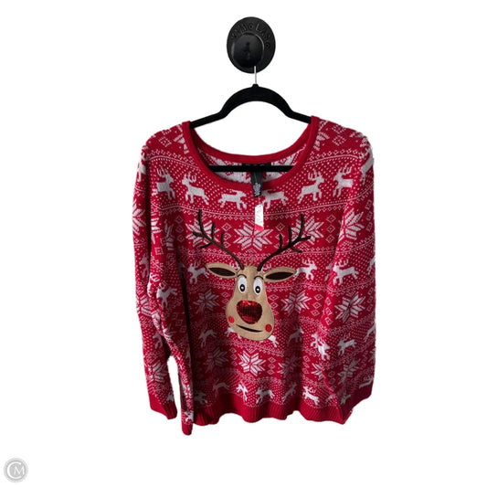 Sweater By Clothes Mentor In Red & White, Size: 2x