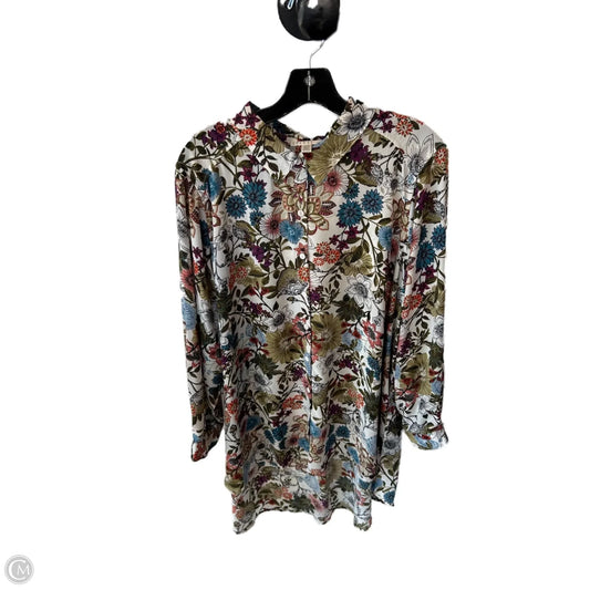 Tunic Long Sleeve By Spense In Green & White, Size: 1x