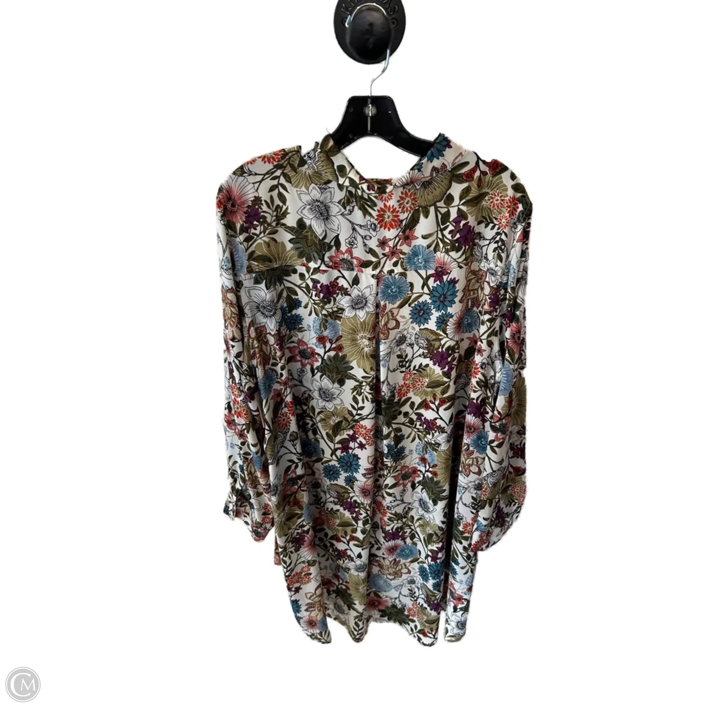 Tunic Long Sleeve By Spense In Green & White, Size: 1x
