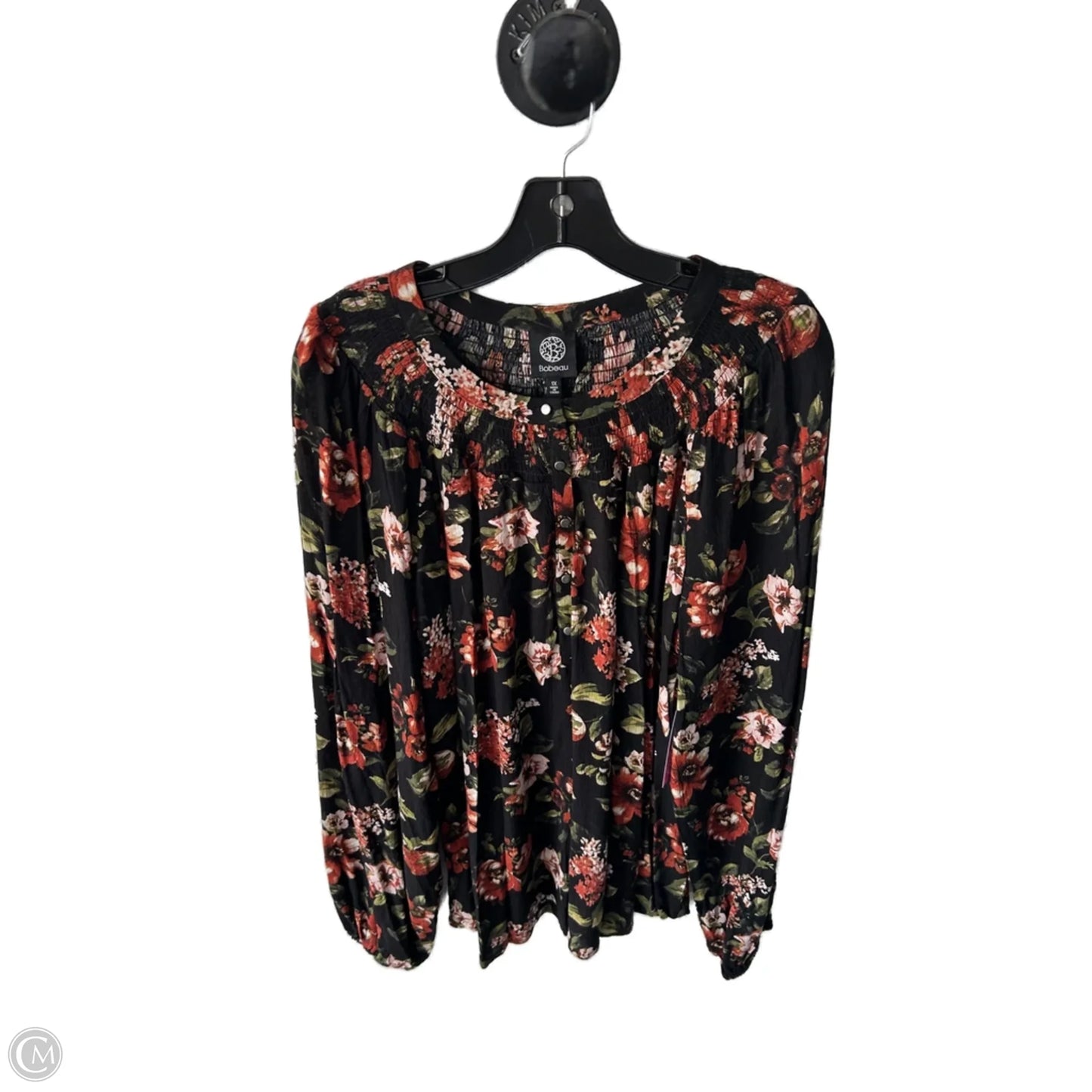 Top Long Sleeve By Bobeau In Black & Orange, Size: 1x