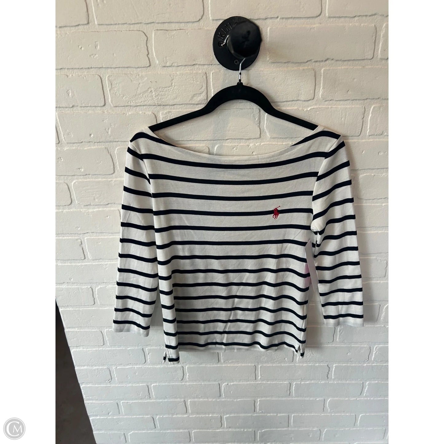 Top Long Sleeve By Polo Ralph Lauren In Black & White, Size: S