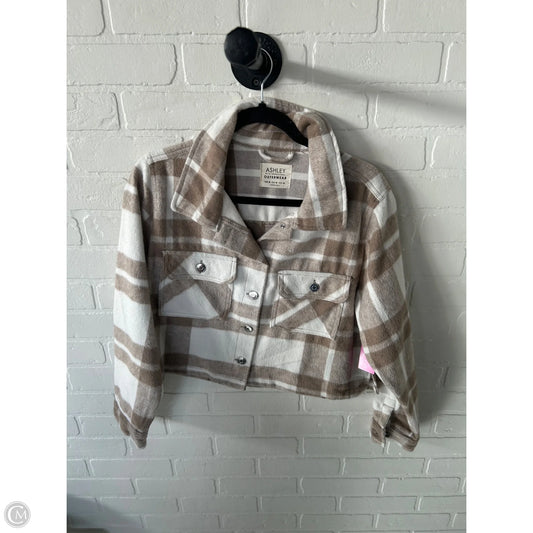 Jacket Shirt By Ashley In Brown & Cream, Size: M