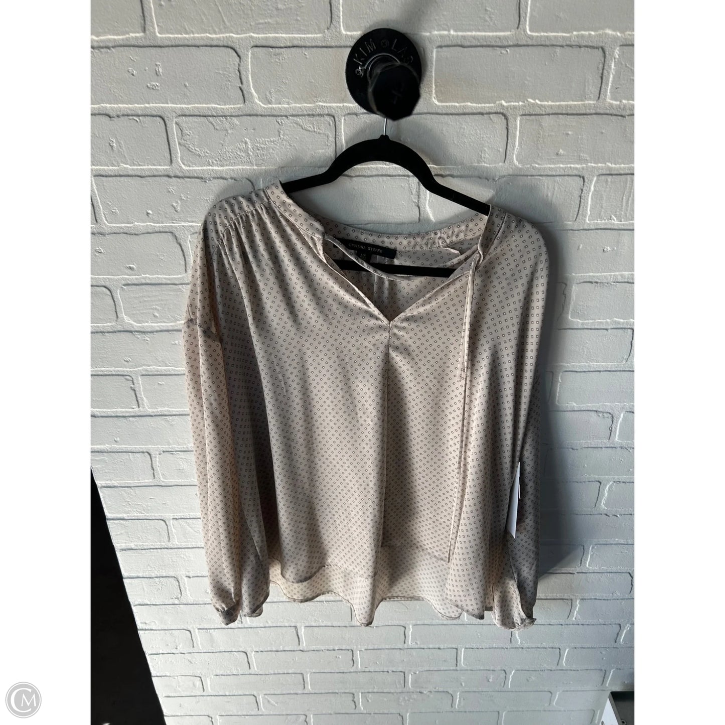 Top Long Sleeve By Cynthia Steffe In Cream & Grey, Size: L