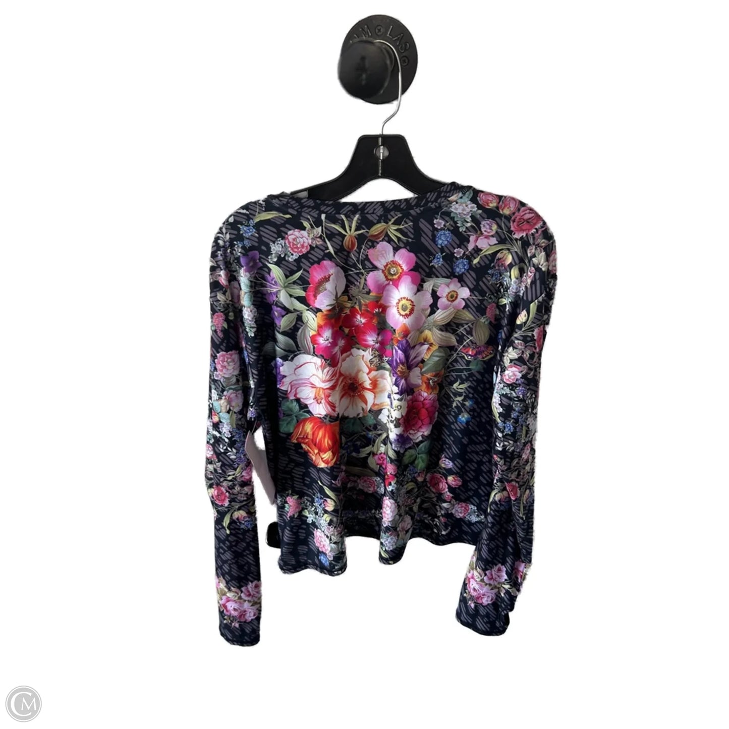 Top Long Sleeve By Johnny Was In Black & Pink, Size: L