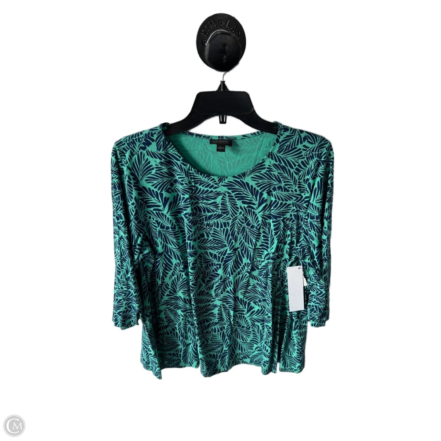 Top 3/4 Sleeve Basic By J. Jill In Blue & Green, Size: L