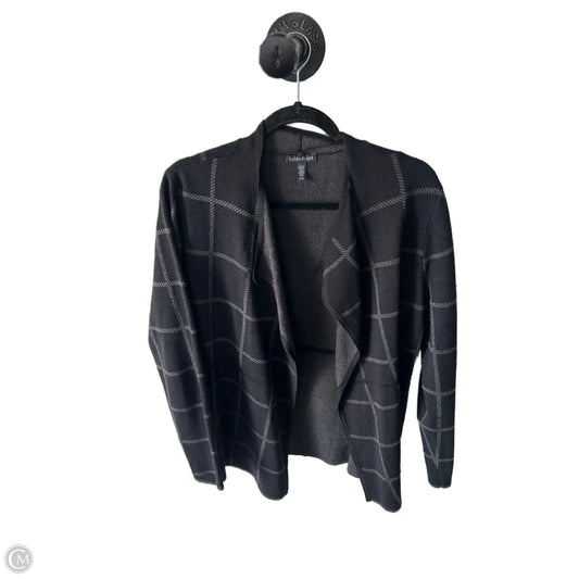 Sweater Cardigan By Eileen Fisher In Black & Grey, Size: M