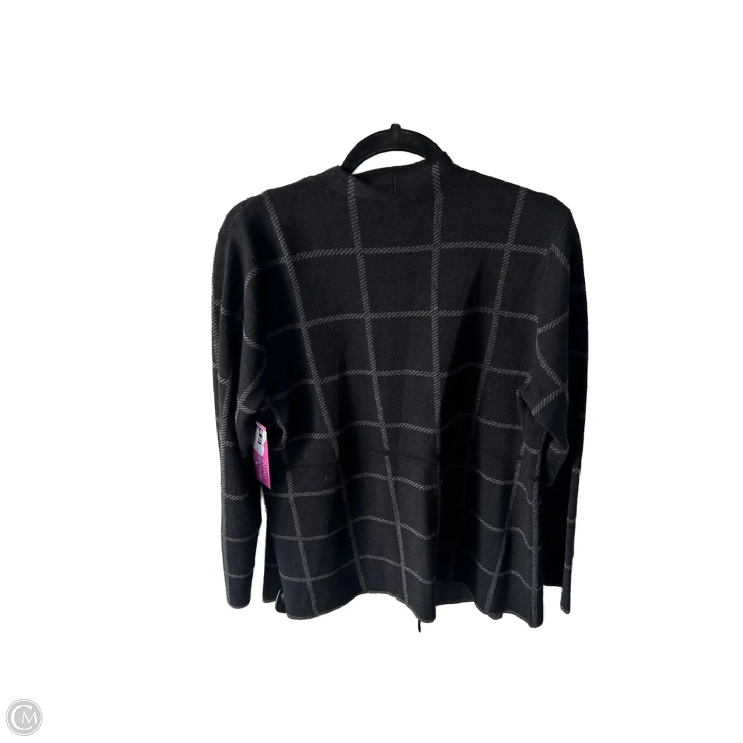 Sweater Cardigan By Eileen Fisher In Black & Grey, Size: M