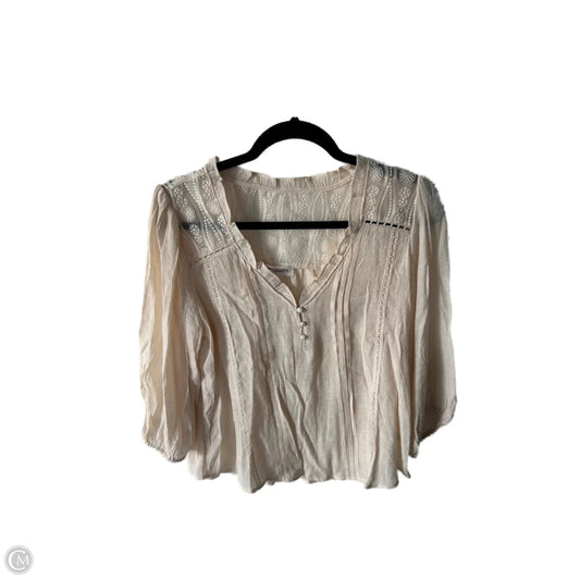 Top 3/4 Sleeve By Impressions In Cream, Size: L