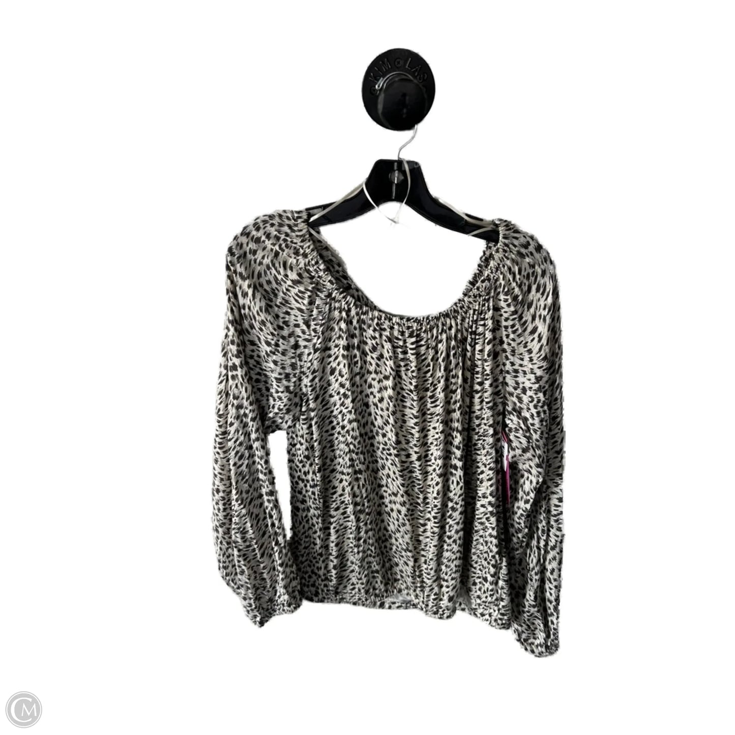 Top Long Sleeve By Anthropologie In Cream & Grey, Size: L