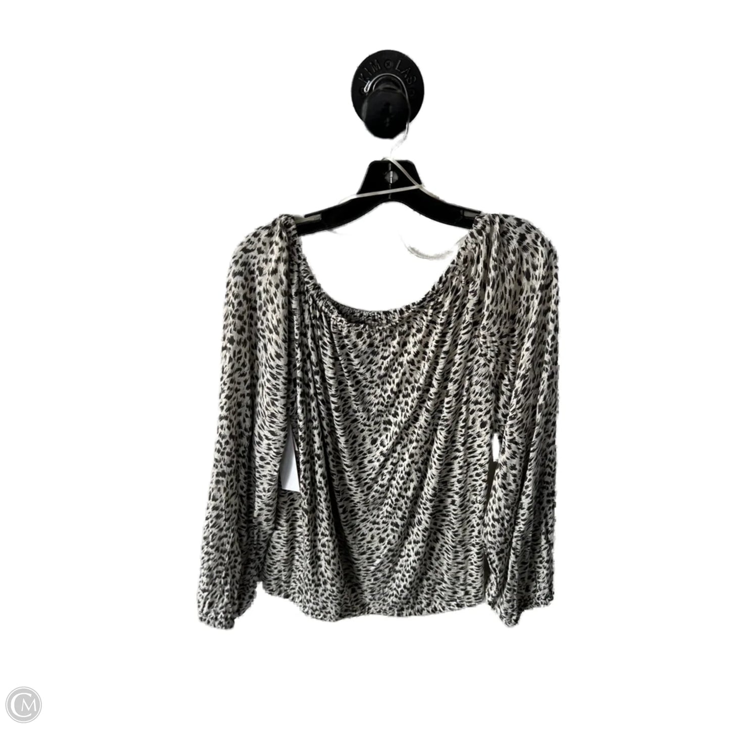 Top Long Sleeve By Anthropologie In Cream & Grey, Size: L